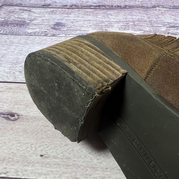 Tommy Hilfiger Womens 8 M Chelsea Booties Brown Leather Ankle Top Slip-On Shoes - Picture 10 of 16